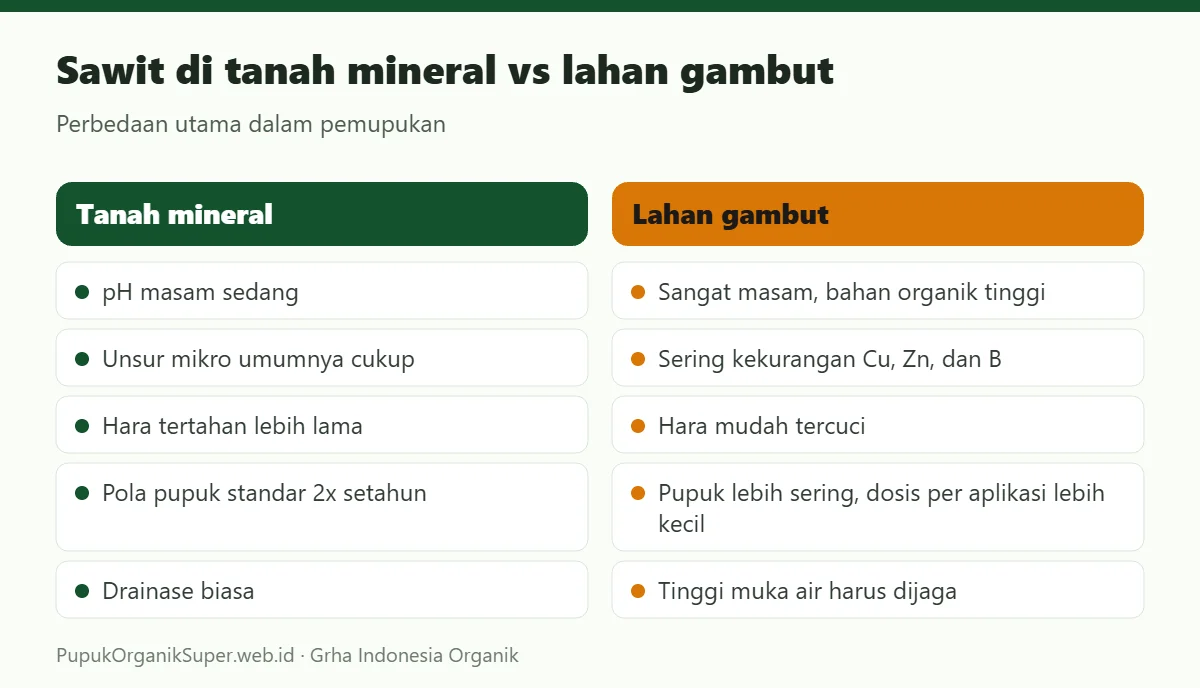 Sawit di tanah mineral vs lahan gambut